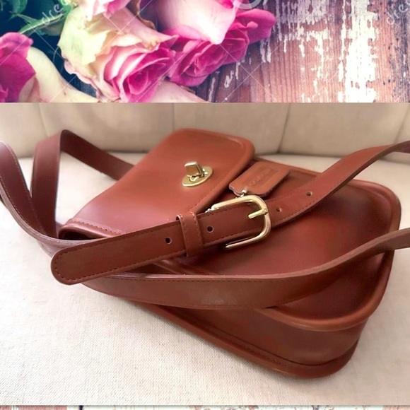 INTAGE COACH BRITISH TAN LEATHER CROSSBODY SIDEPACK BAG 9978 - Picture 10 of 17